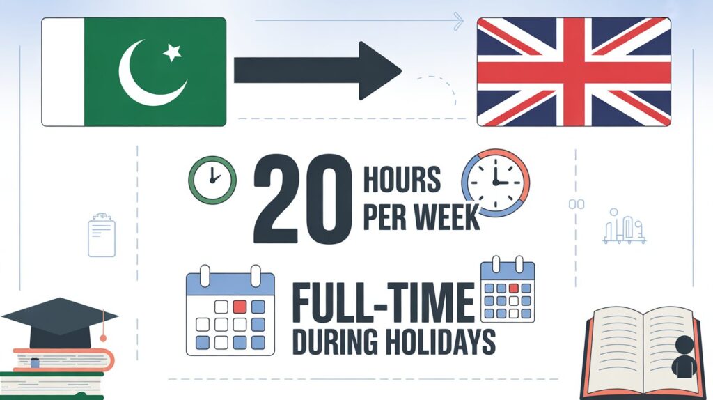 How many hours can Pakistani student work in UK