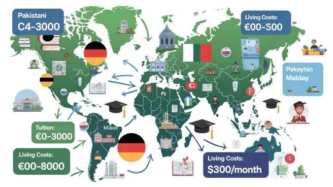 Which country is cheapest to study from Pakistan